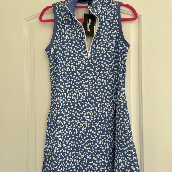 NWT RALPH LAUREN RLX TENNIS/GOLF BLUE/WHITE SPOTTED DRESS XXS! - Picture 1 of 7